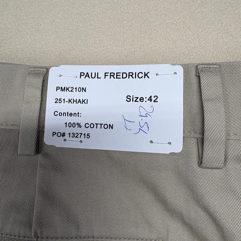 NOS Paul Fredrick Mens 42x30 Cotton Chinos Pants Lot of 2 Black‎ Khaki PMK210N - Picture 2 of 8